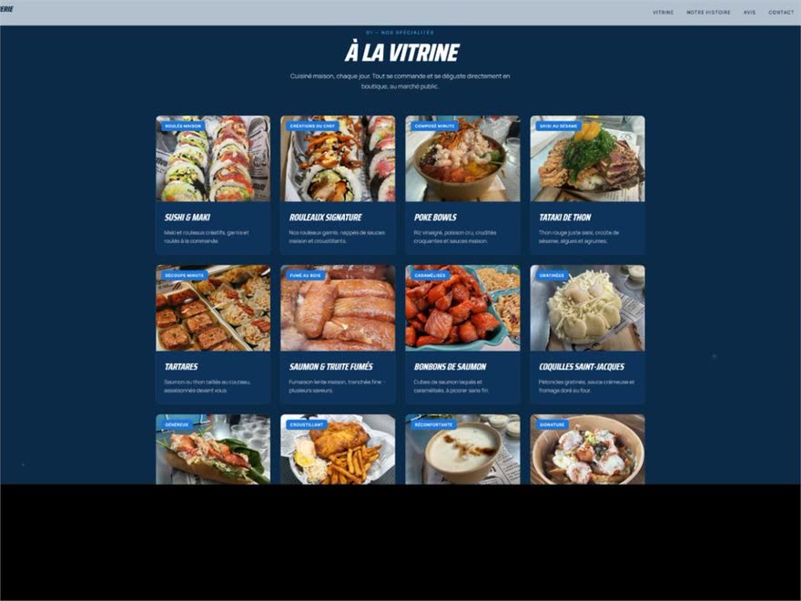 Page d'accueil du site de M.A. Poissonnerie